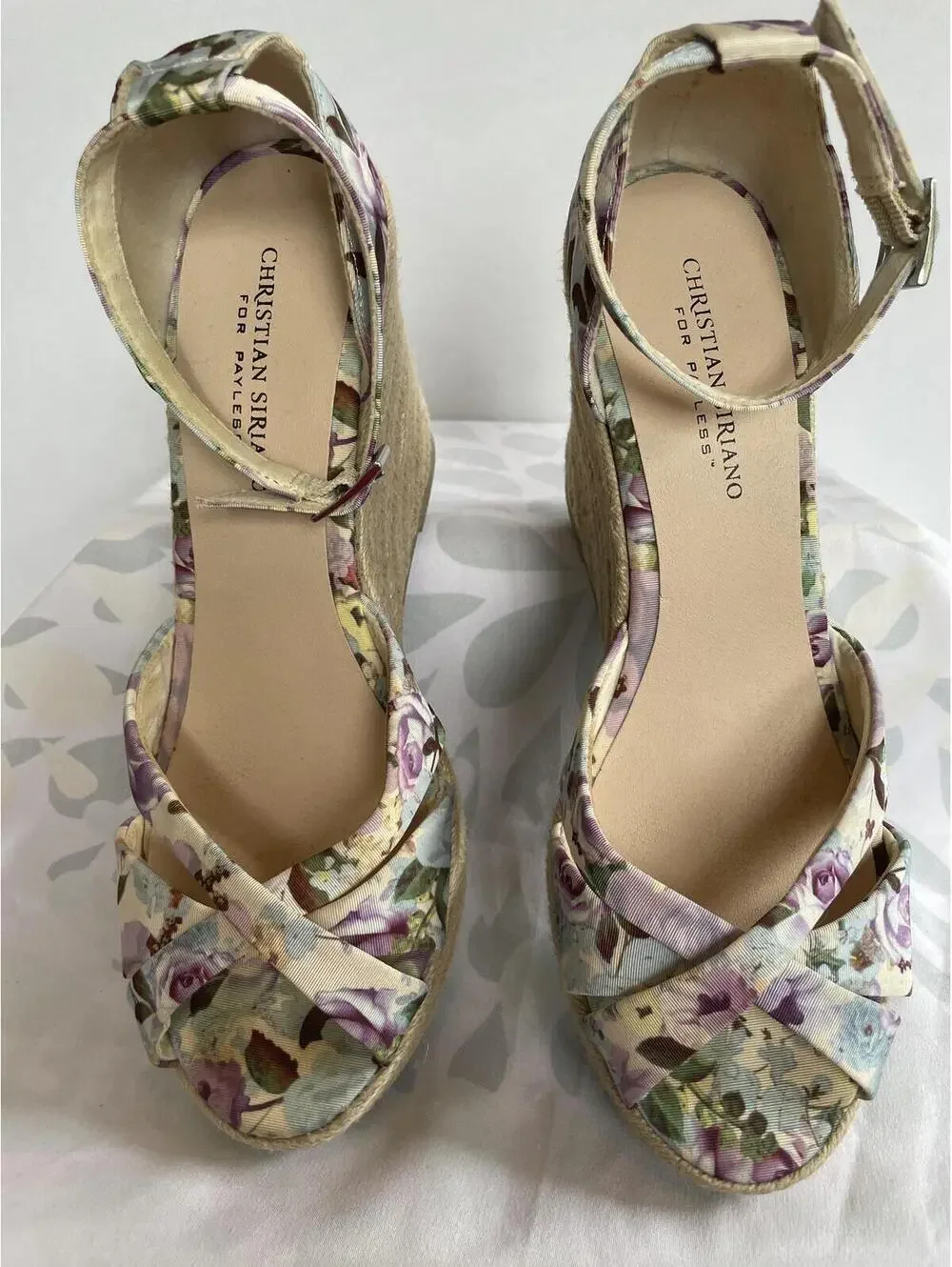 Floral Espadrille Wedge Sandals Size 9.5 Christian Siriano for Payless